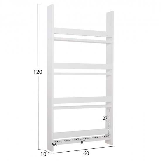 ΡΑΦΙΕΡΑ ΤΟΙΧΟΥ SANI HM18224.01 ΜΕΛΑΜΙΝΗ ΣΕ ΛΕΥΚΟ 60x10x120Υεκ. (4 ΡΑΦΙΑ)