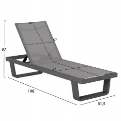 ΞΑΠΛΩΣΤΡΑ ΑΛΟΥΜΙΝΙΟΥ ΜΕ ΥΦΑΣΜΑ TESLIN RICKON HM6292.01 ΣΕ ΓΚΡΙ 198x61,5x97Υεκ.