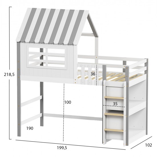 ΠΑΙΔΙΚΟ ΚΡΕΒΑΤΙ τ.MONTESSORI ΜΕ ΠΛΑΙΝΑ ΡΑΦΙΑ HOMI HM712 ΞΥΛΟ ΠΕΥΚΟΥ ΛΕΥΚΟ-ΓΚΡΙ-ΣΤΡΩΜΑ 90x190εκ
