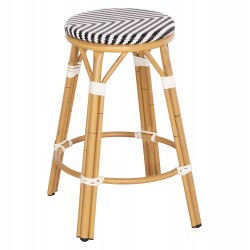 ΣΚΑΜΠΟ ΑΛΟΥΜΙΝΙΟΥ ΜΕΣ.ΥΨΟΥΣ CHINO HM6286.03 BAMBOO LOOK & TEXTILENE ΜΑΥΡΟ 43x43x65Υεκ