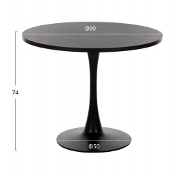 ΤΡΑΠΕΖΙ ΤΡΑΠΕΖΑΡΙΑΣ ROLLO HM9421.12 ΣΤΡΟΓΓΥΛΟ BLACK MARBLE Φ90x74Υεκ.