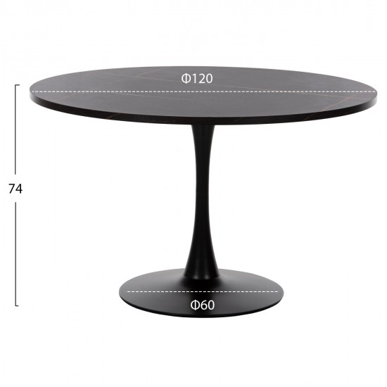 ΤΡΑΠΕΖΙ ΤΡΑΠΕΖΑΡΙΑΣ ROLLO HM9422.12 ΣΤΡΟΓΓΥΛΟ BLACK MARBLE Φ120x74Yεκ. ΤΡΑΠΕΖΙ ΤΡΑΠΕΖΑΡΙΑΣ ROLLO HM9422.12 ΣΤΡΟΓΓΥΛΟ BLACK MARBLE Φ120x74Yεκ.