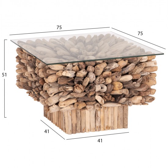 ΤΡΑΠΕΖΙ ΣΑΛΟΝΙΟΥ ΤΕΤΡΑΓΩΝΟ SPARROW HM9961 DRIFTWOOD--ΓΥΑΛΙ 75x75x51Υεκ. ΤΡΑΠΕΖΙ ΣΑΛΟΝΙΟΥ ΤΕΤΡΑΓΩΝΟ SPARROW HM9961 DRIFTWOOD--ΓΥΑΛΙ 75x75x51Υεκ.