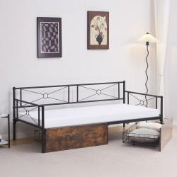 ΚΡΕΒΑΤΙ-ΚΑΝΑΠΕΣ BERNIE HM21120.01 ΜΑΥΡΟΣ ΜΕΤΑΛ. ΣΚΕΛΕΤΟΣ & 2 ΣΥΡΤΑΡΙΑ- ΓΙΑ 190x90εκ.