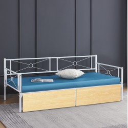 ΚΡΕΒΑΤΙ-ΚΑΝΑΠΕΣ BERNIE HM21121.02 ΛΕΥΚΟ ΜΕΤΑΛΛΟ & 2 SONAMA ΣΥΡΤΑΡΙΑ- ΓΙΑ 190x90εκ.