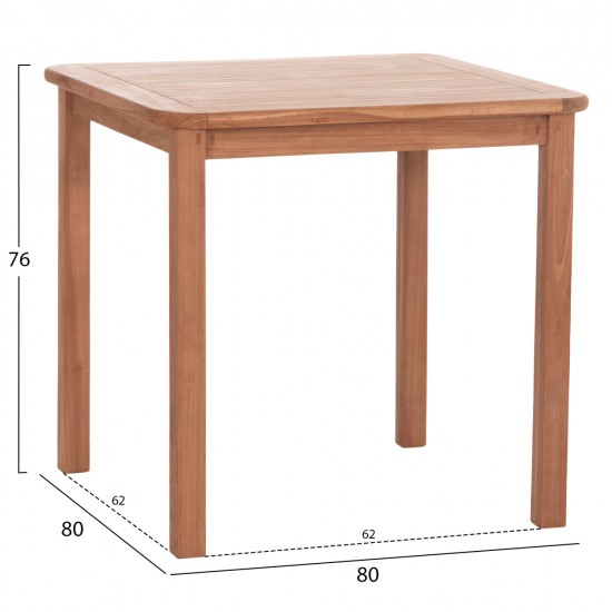 ΤΡΑΠΕΖΙ ΤΕΤΡΑΓΩΝΟ PRESSCOT HM18122 ΞΥΛΟ TEAK--ΦΥΣΙΚΟ 80x80x76Υεκ. ΤΡΑΠΕΖΙ ΤΕΤΡΑΓΩΝΟ PRESSCOT HM18122 ΞΥΛΟ TEAK--ΦΥΣΙΚΟ 80x80x76Υεκ.