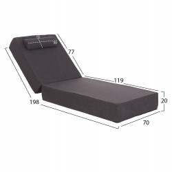 ΜΑΞΙΛΑΡΙ ΞΑΠΛΩΣΤΡΑΣ KIHEI HM21094.03 OLEFIN ΣΚΟΥΡΟ ΓΚΡΙ ΜΕ FOAM 198x70x20Υεκ