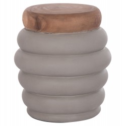 ΤΡΑΠΕΖΙ ΒΟΗΘΗΤΙΚΟ PUFFAT HM18172.03 FIBER CEMENT ΓΚΡΙ- ΞΥΛΟ TEAK TOP Φ45x46Υεκ.