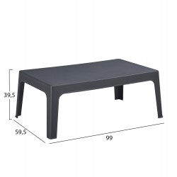 ΤΡΑΠΕΖΑΚΙ ΟΡΘΟΓΩΝΙΟ SLEEK HM6367.10 ΠΟΛΥΠΡΟΠΥΛΕΝΙΟ ΣΕ ΣΚΟΥΡΟ ΓΚΡΙ 99x59.5x39.5Υεκ.
