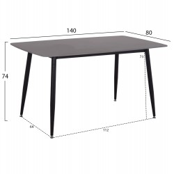 ΤΡΑΠΕΖΙ RAVEN HM18149.02 ΚΕΡΑΜΙΚΟ TOP ΑΝΘΡΑΚΙ ΜΑΡΜΑΡΟ-ΜΑΥΡΟ ΜΕΤΑΛΛΟ 140x80x74Υεκ.