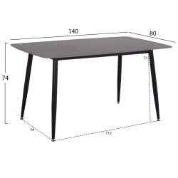ΤΡΑΠΕΖΙ RAVEN HM18149.02 ΚΕΡΑΜΙΚΟ TOP ΜΕ ΟΨΗ ΜΑΥΡΟ ΜΑΡΜΑΡΟ 140x80x74Υεκ.