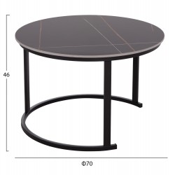 ΤΡΑΠΕΖΙ ΣΑΛΟΝΙΟΥ 2ΤΜΧ TALOS ΚΕΡΑΜΙΚΟ TOP ΜΕ ΟΨΗ ΜΑΥΡΟΥ ΜΑΡΜΑΡΟΥ HM18140.02 Φ70+Φ50