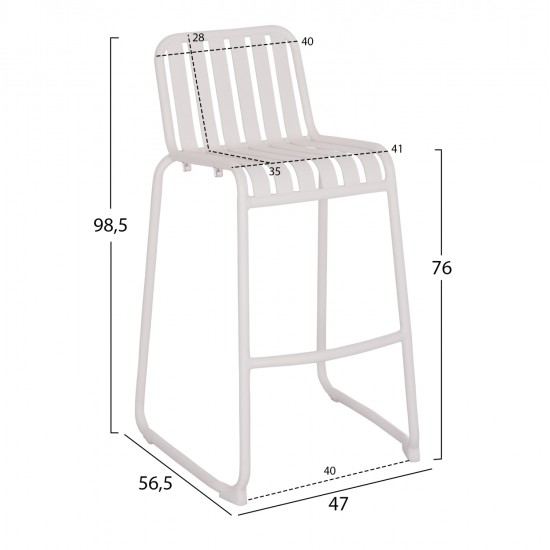 ΣΚΑΜΠΟ ΜΠΑΡ ΑΛΟΥΜΙΝΙΟΥ RACHEL HM6341.02 ΛΕΥΚΟ 47x56,5x98,5Υεκ.