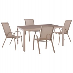 ΣΕΤ ΤΡΑΠΕΖΑΡΙΑΣ 5ΤΜΧ OFER HM21015 ΤΡΑΠΕΖΙ & 4 ΚΑΡΕΚΛΕΣ ΜΕΤΑΛΛΟ ΣΕ ΚΑΠΟΥΤΣΙΝΟ