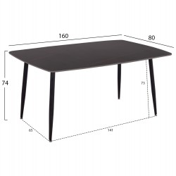 ΤΡΑΠΕΖΙ RAVEN HM18150.02 ΚΕΡΑΜΙΚΟ TOP ΜΕ ΟΨΗ ΜΑΥΡΟ ΜΑΡΜΑΡΟ 160x80x74Υεκ.