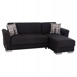 ΓΩΝΙΑΚΟΣ ΚΑΝΑΠΕΣ-ΚΡΕΒΑΤΙ ΜΕ ΑΠΟΘ. ΧΩΡΟ BRONKO HM3291.01 ΑΝΘΡΑΚΙ ΥΦΑΣΜΑ 218x138x77Y