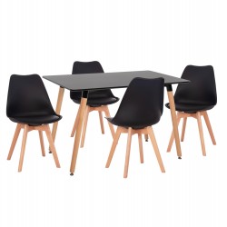 ΣΕΤ ΤΡΑΠΕΖΑΡΙΑΣ 5ΤΜΧ VEGAS HM21185 MDF TOP ΣΕ ΜΑΥΡΟ--ΠΟΔΙΑ ΟΞΙΑΣ
