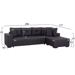 ΓΩΝΙΑΚΟΣ ΚΑΝΑΠΕΣ-ΚΡΕΒΑΤΙ ΜΕ ΑΠΟΘ.ΧΩΡΟ TRENDSTON HM3302.01R ΓΚΡΙ ΥΦΑΣΜΑ 298x177x95Υεκ