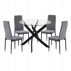 ΣΕΤ ΤΡΑΠΕΖΑΡΙΑΣ 5ΤΜΧ LADY HM21199.01 ΓΥΑΛΙ--ΜΕΤΑΛΛΟ ΣΕ ΜΑΥΡΟ & ΒΕΛΟΥΔΟ ΓΚΡΙ