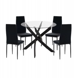 ΣΕΤ ΤΡΑΠΕΖΑΡΙΑΣ 5ΤΜΧ LADY HM21199.04 ΓΥΑΛΙ--ΜΕΤΑΛΛΟ & ΒΕΛΟΥΔΟ ΣΕ ΜΑΥΡΟ