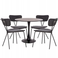 ΣΕΤ ΤΡΑΠΕΖΑΡΙΑΣ 5ΤΜΧ BROLIN HM21200 MDF TOP & ΜΕΤΑΛΛΟ ΜΑΥΡΟ-ΣΚΟΥΡΟ ΓΚΡΙ ΥΦΑΣΜΑ
