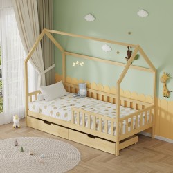 ΚΡΕΒΑΤΙ ΠΑΙΔΙΚΟ ΜΕ ΣΥΡΤΑΡΙΑ PHYLLIS HM724.01 τ.MONTESSORI ΦΥΣΙΚΟ 196x97x161Υεκ.