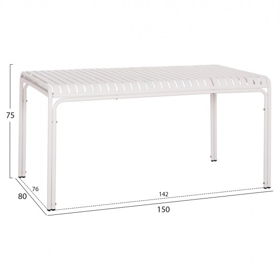ΤΡΑΠΕΖΙ ΑΛΟΥΜΙΝΙΟΥ RACHEL HM6339.02 ΛΕΥΚΟ 150x80x75Υεκ. ΤΡΑΠΕΖΙ ΑΛΟΥΜΙΝΙΟΥ RACHEL HM6339.02 ΛΕΥΚΟ 150x80x75Υεκ.