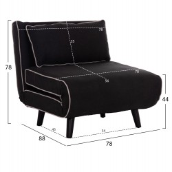 ΠΟΛΥΘΡΟΝΑ ΚΡΕΒΑΤΙ BRAXTON HM8425.03 ΜΑΥΡΟ ΥΦΑΣΜΑ 78x88x78Υεκ.