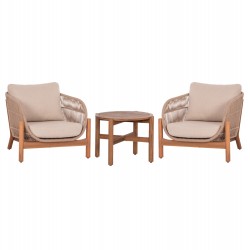 LOUNGE ΣΕΤ SANJI HM21214 ΤΡΑΠΕΖΙ & 2 ΠΟΛΥΘΡΟΝΕΣ--ΞΥΛΟ ΑΚΑΚΙΑΣ-ΑΛΟΥΜΙΝΙΟ-ΣΧΟΙΝΙ