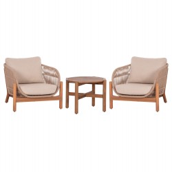 LOUNGE ΣΕΤ SANJI HM21214 ΤΡΑΠΕΖΙ & 2 ΠΟΛΥΘΡΟΝΕΣ--ΞΥΛΟ ΑΚΑΚΙΑΣ-ΑΛΟΥΜΙΝΙΟ-ΣΧΟΙΝΙ