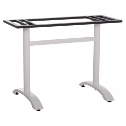 ΒΑΣΗ ΤΡΑΠΕΖΙΟΥ ΑΛΟΥΜΙΝΙΟΥ ΔΙΠΛΗ HM461.12 ΛΕΥΚΗ ΜΕ ΡΕΓΟΥΛΑΤΟΡΟΥΣ 100x60x73Υεκ.