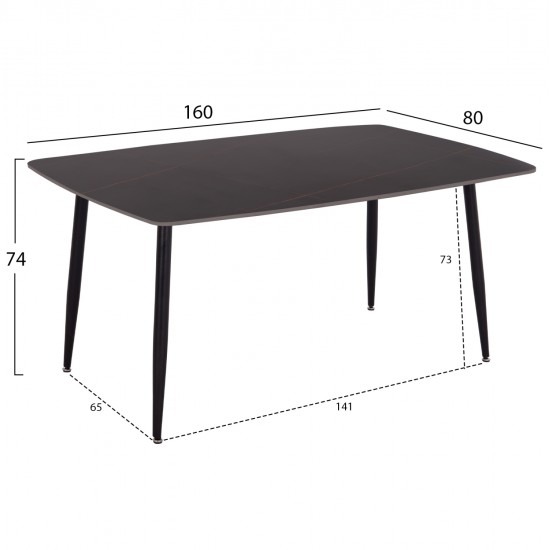 ΣΕΤ ΤΡΑΠΕΖΑΡΙΑΣ 5ΤΜΧ RAVEN HM21069.02 ΚΕΡΑΜΙΚΟ TOP ΜΑΥΡΟ ΜΑΡΜΑΡΟ & 4 ΚΑΡΕΚΛΕΣ