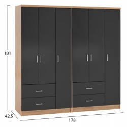 ΝΤΟΥΛΑΠΑ 6ΦΥΛΛΗ CAESAR HM21236.01 ΜΕΛΑΜΙΝΗ SONAMA & ΣΚΟΥΡΟ ΓΚΡΙ 180x42,5Χ181Υεκ.