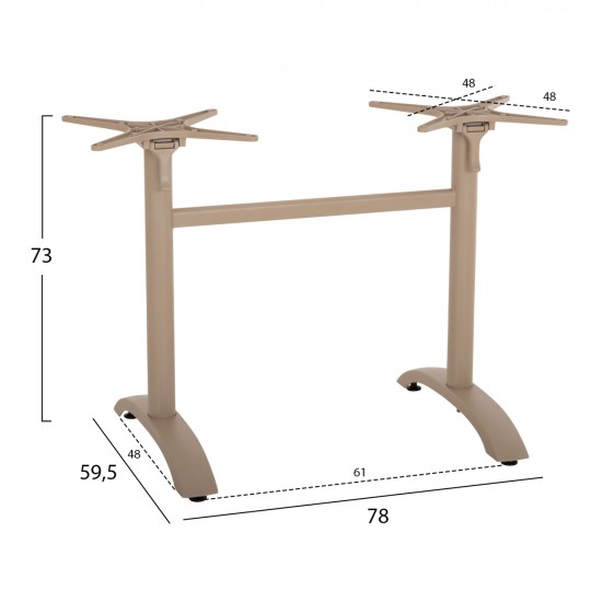 ΒΑΣΗ ΑΛΟΥΜΙΝΙΟΥ ΔΙΣΤΗΛΗ ΜΕ ΑΝΑΔΙΠΛΟΥΜΕΝΟΥΣ ΣΤΑΥΡΟΥΣ HM468.25 ΚΑΠΟΥΤΣΙΝΟ 78x59,5x73Υ