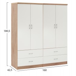 ΝΤΟΥΛΑΠΑ 4ΦΥΛΛΗ REINA ME 4 ΣΥΡΤΑΡΙΑ HM21257 ΜΕΛΑΜΙΝΗ ΛΕΥΚΟ-ΣΟΝΑΜΑ 160x42,5x180,5Υεκ