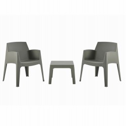 ΣΕΤ 3ΤΜΧ ΠΟΛΥΠΡΟΠΥΛΕΝΙΟΥ SLEEK HM21267.05 ΤΡΑΠΕΖΑΚΙ & 2 ΠΟΛΥΘΡΟΝΕΣ-DARK OLIVE GREEN