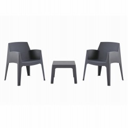 ΣΕΤ 3ΤΜΧ ΠΟΛΥΠΡΟΠΥΛΕΝΙΟΥ SLEEK HM21267.10 ΤΡΑΠΕΖΑΚΙ & 2 ΠΟΛΥΘΡΟΝΕΣ-ΓΚΡΙ
