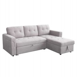 ΓΩΝΙΑΚΟΣ ΚΑΝΑΠΕΣ-ΚΡΕΒΑΤΙ ΑΝΑΣΤΡΕΨΙΜΟΣ SAL HM3310.01 ΓΚΡΙ ΥΦΑΣΜΑ 214x137x83Yεκ