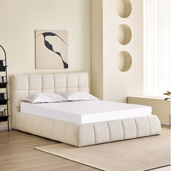 ΚΡΕΒΑΤΙ ΔΙΠΛΟ EDDY HM731.03 ΜΠΕΖ ΜΠΟΥΚΛΕ & ΑΠΟΘΗΚΕΥΤΙΚΟΣ ΧΩΡΟΣ ΓΙΑ  ΣΤΡΩΜΑ 160x200εκ