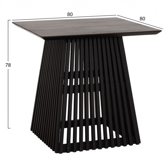 ΤΡΑΠΕΖΙ ΤΡΑΠΕΖΑΡΙΑΣ ΤΕΤΡΑΓΩΝΟ FRANTZ HM9458.02 MINDI ΞΥΛΟ ΜΑΥΡΟ 80x80x78Yεκ.