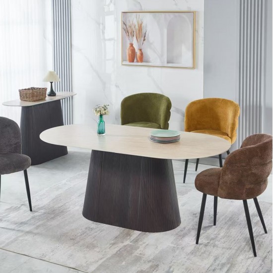 ΤΡΑΠΕΖΙ ΟΒΑΛ CATER HM18320 ΚΕΡΑΜΙΚΟ TOP ΟΨΗ ΤΡΑΒΕΡΤΙΝΑΣ-MDF ΒΑΣΗ 180x90x74Υεκ