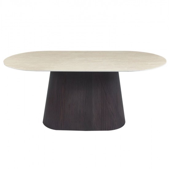 ΤΡΑΠΕΖΙ ΟΒΑΛ CATER HM18320 ΚΕΡΑΜΙΚΟ TOP ΟΨΗ ΤΡΑΒΕΡΤΙΝΑΣ-MDF ΒΑΣΗ 180x90x74Υεκ