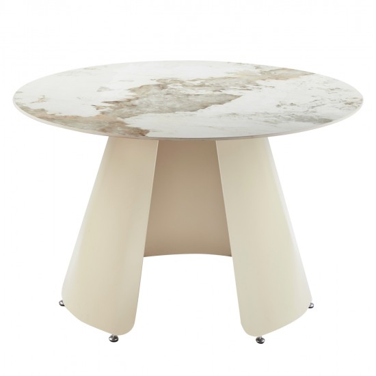 ΤΡΑΠΕΖΙ ΤΡΑΠΕΖΑΡΙΑΣ ΣΤΡΟΓΓΥΛΟ SEDAR HM18326 ΚΕΡΑΜΙΚΟ TOP--ΚΡΕΜ ΜΕΤΑΛ.ΠΟΔΙΑ Φ120x78Υ