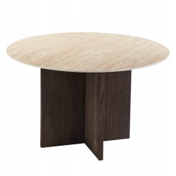 ΤΡΑΠΕΖΙ ΤΡΑΠΕΖΑΡΙΑΣ ΣΤΡΟΓΓΥΛΟ SKY HM18331 ΚΕΡΑΜΙΚΟ TOP ΟΨΗ ΤΡΑΒΕΡΤΙΝΑΣ Φ120x76Υεκ