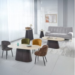ΣΕΤ 3 ΤΡΑΠΕΖΙΑ & 1 ΚΟΝΣΟΛΑ CATER HM21261 ΚΕΡΑΜΙΚΟ TOP ΟΨΗ ΤΡΑΒΕΡΤΙΝΑΣ-MDF ΒΑΣΗ ΚΑΦΕ