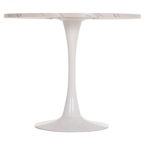 ΤΡΑΠΕΖΙ ΤΡΑΠΕΖΑΡΙΑΣ ROLLO HM9421.11 ΣΤΡΟΓΓΥΛΟ WHITE MARBLE Φ90x74Υεκ.