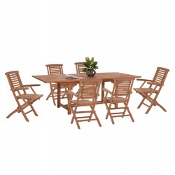 ΣΕΤ ΤΡΑΠΕΖΑΡΙΑΣ CRANDER HM21288 ΤΡΑΠΕΖΙ & 6 ΠΟΛΥΘΡΟΝΕΣ ΠΤΥΣΣΟΜΕΝΕΣ-ΤΕΑΚ
