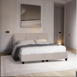 ΚΡΕΒΑΤΙ ΜΕ ΑΠΟΘ.ΧΩΡΟ DOLORES HM631.32 ΜΠΕΖ ΥΦΑΣΜΑ- ΓΙΑ ΣΤΡΩΜΑ 160x200εκ