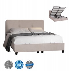 ΚΡΕΒΑΤΙ ΜΕ ΑΠΟΘ.ΧΩΡΟ DOLORES HM631.32 ΜΠΕΖ ΥΦΑΣΜΑ- ΓΙΑ ΣΤΡΩΜΑ 160x200εκ