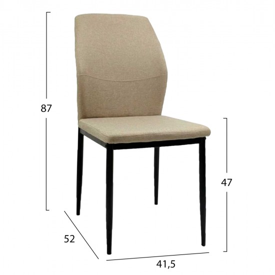 ΚΑΡΕΚΛΑ ΤΡΑΠΕΖΑΡΙΑΣ DIAZ HM18346.04 ΜΠΕΖ ΥΦΑΣΜΑ-ΜΕΤΑΛΛΙΚΑ ΠΟΔΙΑ ΜΑΥΡΑ 43x52x87Υεκ.